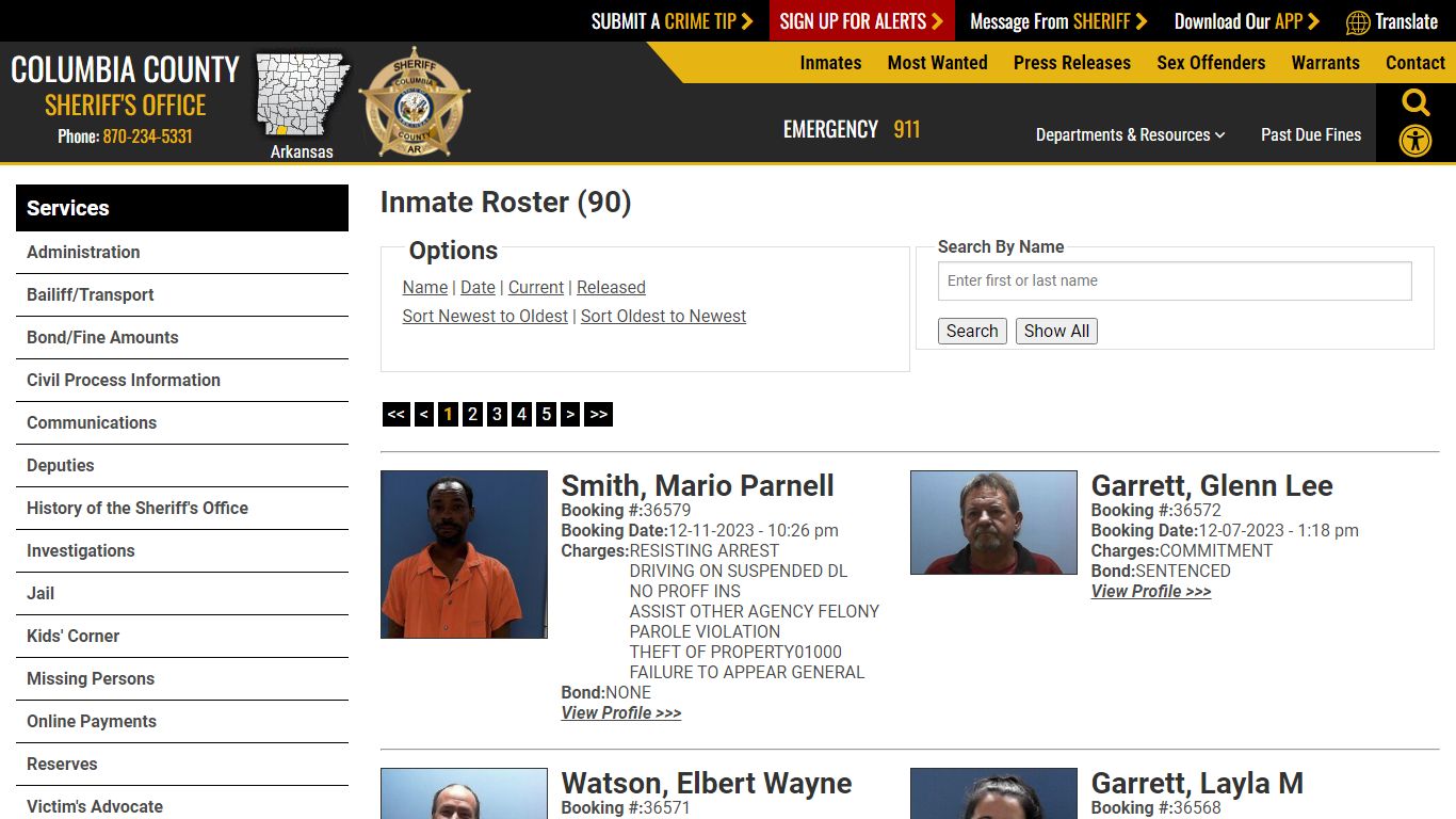 Inmate Roster (92) - Columbia County Sheriff AR